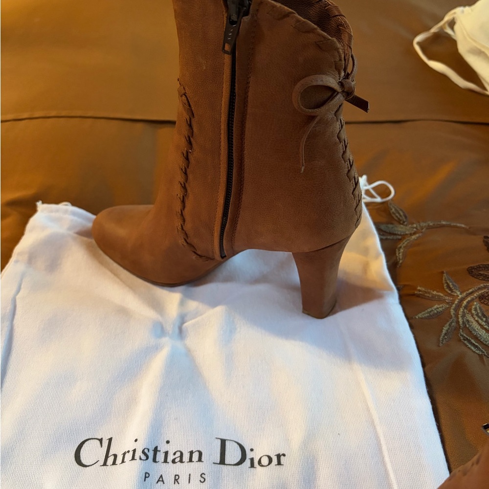 Dior Tan Suede Heeled Boots size 7 like New